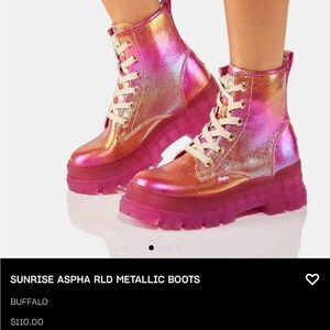 Dolls Kill Buffalo Sunrise Pink Metallic Women's Boots